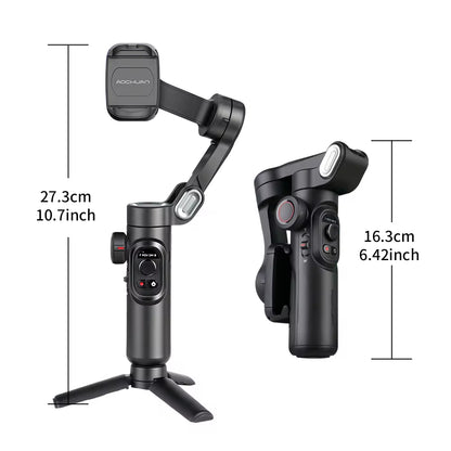 AOCHUAN 3-Axis Handheld Gimbal Stabilizer for Smartphone with Fill Light for Iphone Android Face Tracking Tiktok Vlog Smart XE