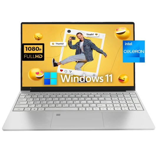 17.3" Windows 11 Pro Laptop 16GB RAM 512GB SSD with 4 Core Intel Celeron N5095, 1600X900 IPS Screen, Fingerprint, Backlit Keyboard