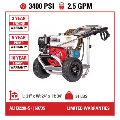 4200 PSI 4.0 GPM Gas Cold Water Pressure Washer with HONDA GX390 Engine