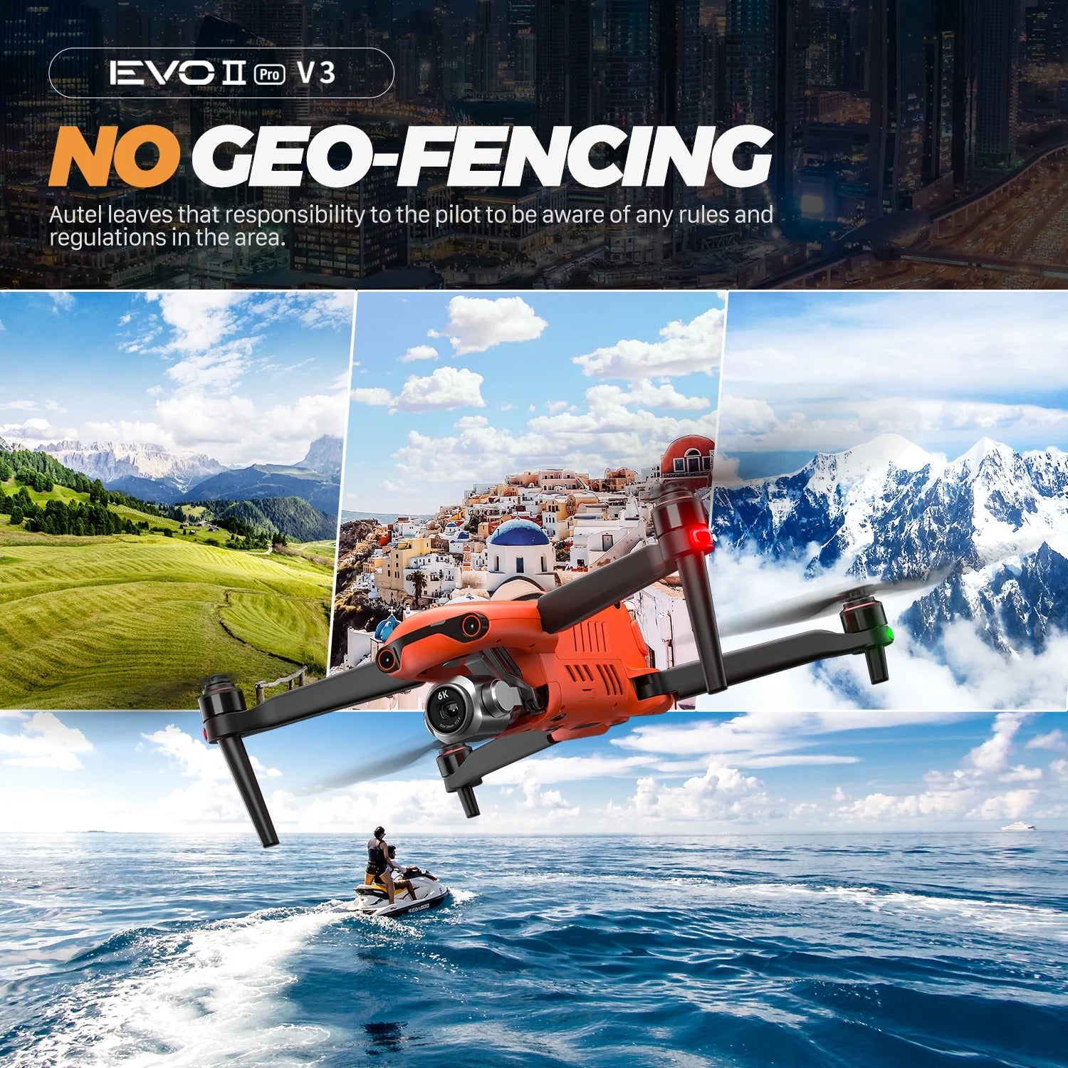 EVO II Pro V3,6K Camera Drone,12-Bit A-Log DNG,6.4" Smart Controller Se,Landing Pad,Nd FILTER SET,64G SD Card